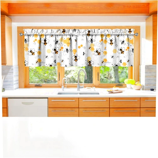 Sgqjdpmc Bee Kitchen Valances for Funny Window Over Sink Ideas Decor for Kitchen Bedroom Bathroom Small Window Drapes