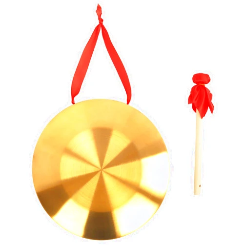 Nsmykhg Chinese Tam,Tam Brass Gong with Wooden Mallet & Red Ribbon, Traditional Percussion Instrument for Home, Office, Sound Therapy, Meditation, Feng Shui, Small Ceremonies,12.6 Inch