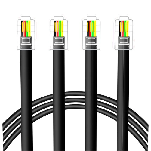 NECABLES 2Pack RJ9 Cable 6ft 4P4C Phone Cord Telephone Cable RJ9 / RJ10 / RJ22 4P4C Male to Male Straight for Both Data and Voice Black - 6 Feet