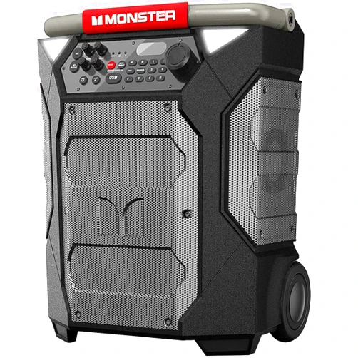 Monster Rockin' Roller 270 Portable Indoor/Outdoor Wireless Speaker, 200 Watts, Up to 100 Hours Playtime, IPX4 Water Resistant, Qi Charger, Connect to Another TWS Speaker (Slate)