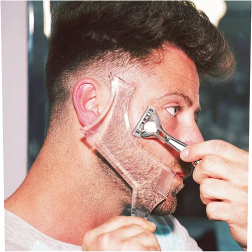 ZXTRESS Beard Shaper Template - Men's Beard Shaping Tool Transparent Design for Men's Jaw Cheek Neck Line, Professional Beard Guide Shaping Tool Works with Any Beard Razor Electric Trimmers or Clippers