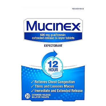 Mucinex 12-Hour Chest Congestion Expectorant Tablets, 20 Count (Pack of 2)