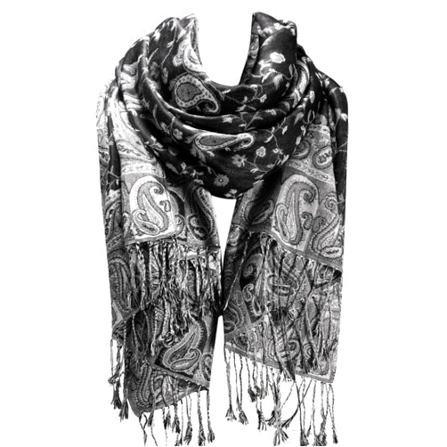 FURTALK Womens Pashmina Scarf Shawl Wrap Reversible with Fringes Paisley Pattern Elegant Colors