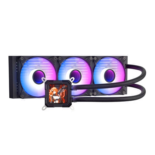 darkFlash DV360S All-in-one Liquid CPU Cooler, 3.2” LCD Screen with 320 * 320 Resolution, ARGB Sync, PWM Fans 360mm Radiator, CPU PC Aio Cooler Compatible with Intel 1851/1700, AMD AM4/AM5 (Black)