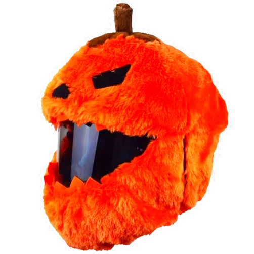 Generic Halloween Pumpkin Motorcycle Helmet Covers Suitable for Most Full Face Helmets, Decorative Animal Plush Motorbike Helmet Cover for Fun Rides and Gifts