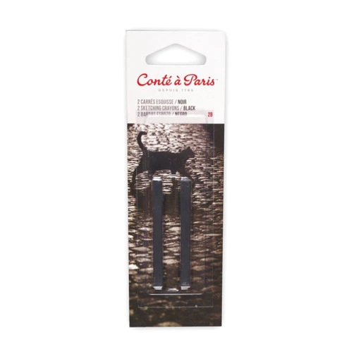 Conté à Paris Sketching Carré Crayons, 2 Pack, Black 2B (2460 / 2B)