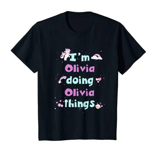 Personalized Olivia First Name Apparel & Gifts Kids Cute Olivia Personalized First Name Girls T-Shirt
