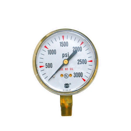 U.S. Gauge Ametek USG Model P-601 2.5in 0-3000 PSI Brass Compressed Gas Pressure Gauge