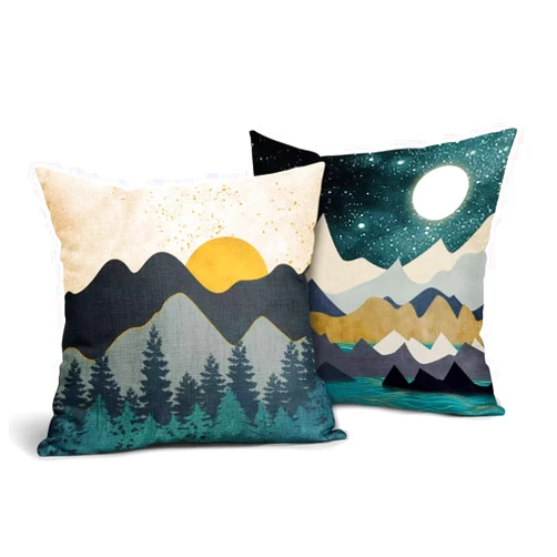 ABSOP Abstract Boho Throw Pillow Covers 18x18 Inch Set of 2 Mountain Nature Landscape Sunset Forest Linen Pillow Covers Modern Cushion Case for Home Sofa Couch Bed Outdoor Indoor Decoration