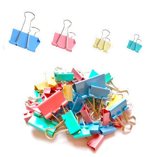 Whpqhw 40-Pack Colorful Binder Clips, Assorted Sizes (4 Sizes) Metal Paper Clips, Strong-Binder Clamps for Home Office School, Organizing Documents, Crafts, Cable Management and Chip-Bag Sealer