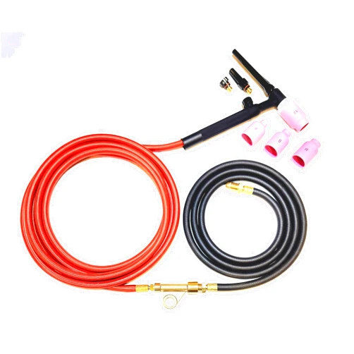 Generic TIG Welding Torch Air Cooled WP-17FV Kit, Flex Valve,150A, 12.5' Super-Flex Power Cable, Jumbo (3.2) ⅛ Gas Lens, Ceramic Cups (3.2) ⅛ Collet, Insulator, Back Caps, 1/8 Tungsten