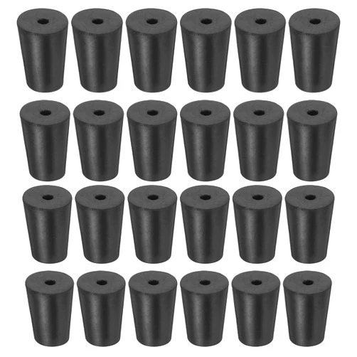 MECCANIXITY Rubber Tapered Plug 14mm to 19mm Solid Test Tubes Bungs Stopper with Hole Black for Lab Home 24 Pieces