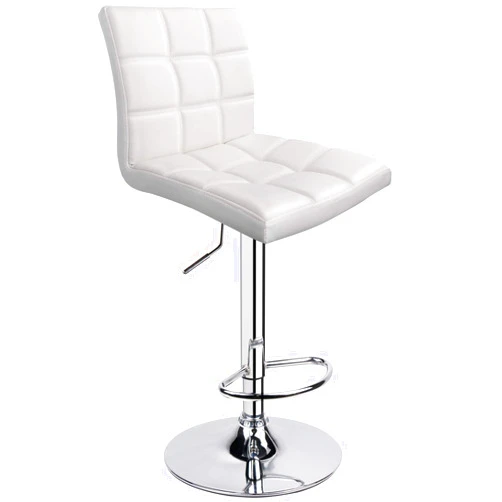 Leopard Outdoor Products Leopard Modern Square PU Leather Adjustable Bar Stools with Back, Square Back Barstools, Counter Height Swivel Stool - 1 Chair (White)