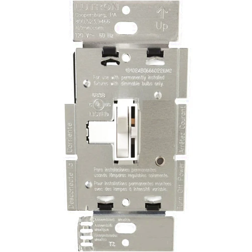 Lutron Toggler 1000-Watt Single-Pole Incandescent Dimmer Switch, AY-10P-WH, White