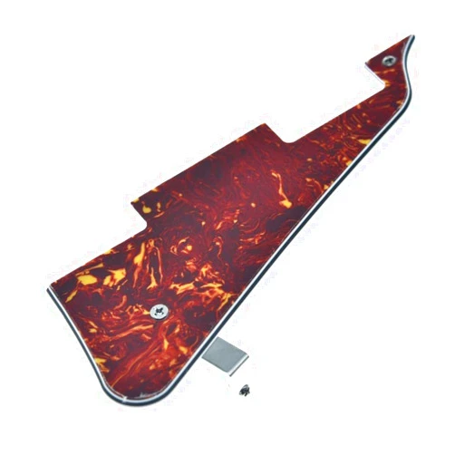 KAISH Vintage Tortoise LP Guitar Pickguard with Chrome Stainless Steel Bracket and Steel Mounting Screws for USA Les Paul