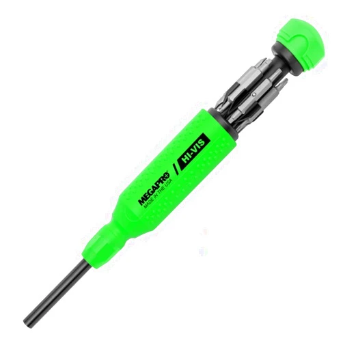 Bowers Tool Co. Megapro Hi Vis Original Multi Bit Screwdriver 15 in 1 High Visibility Green USA 151HVG