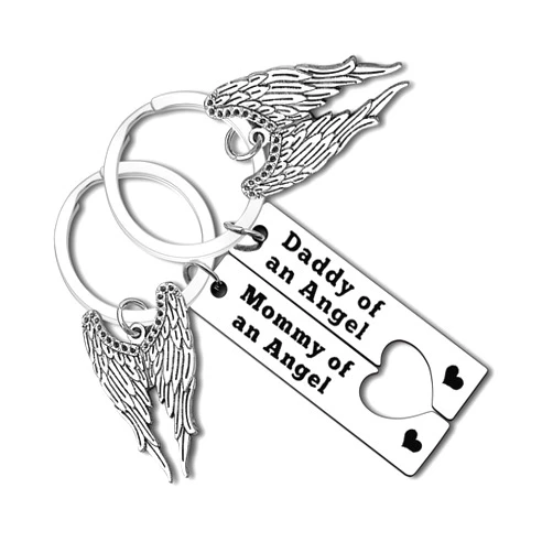 Dabihu Loss Memorial Keychain Loss of Baby Sympathy Gift Mommy Daddy of an Angel Keyring Set Loss of Child Miscarriage Keepsake In Memory of Infant Child Loss Remembrance Gift Jewelry Pregnancy Infant Loss