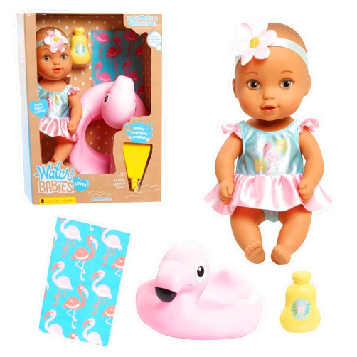 WaterBabies Doll Bathtime Fun Flamingo, Support a Partnership with charity: water, Water Filled Baby Doll, Kids Toys for Ages 3 Up by Just Play