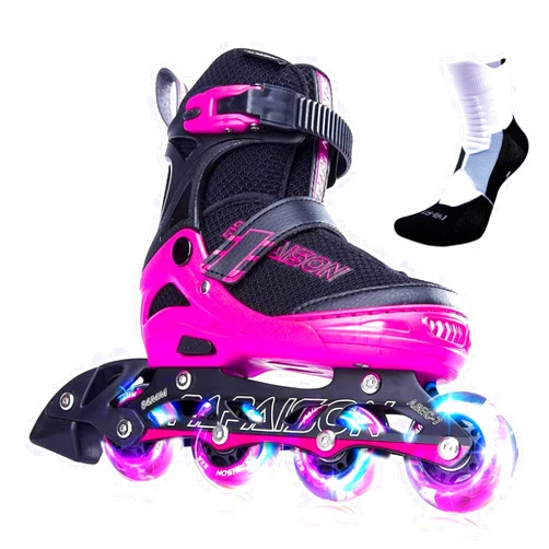 PAPAISON Adjustable Inline Skates for Kids and Adults with Full Light Up Wheels, Outdoor Roller Skates for Girls and Boys, Men and Women