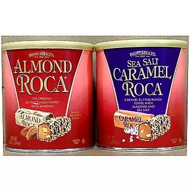 KC Commerce Almond Roca 10oz Canister Variety Pack (Original & Sea salt Caramel Roca)