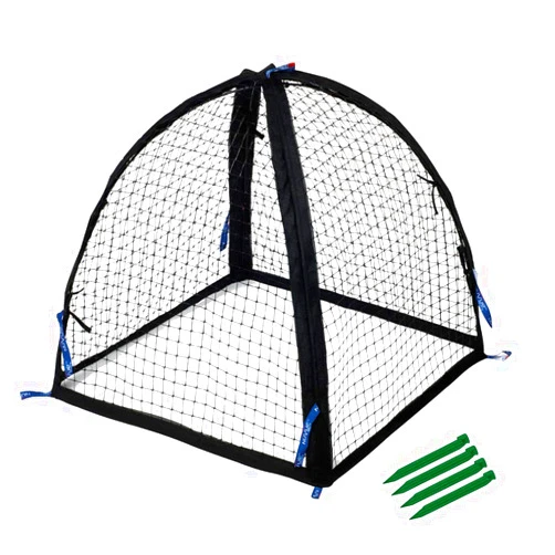NuVue Products 32109 Pop-Up Garden Netting Pest Guard Cover with Ground Spikes, Mesh Plant Cover Tent for Pest and Animal Control, Black, 52