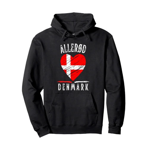 I Love Denmark Alleroed Designs Denmark Flag Heart Alleroed City Pullover Hoodie
