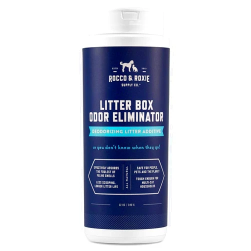 Rocco & Roxie Supply Co. Rocco & Roxie Litter Box Odor Eliminator, Best Natural Urine Deodorizer for Cat Litter Boxes Cats Smell Control, Odor Absorber, Safe for Kitty, 12 oz