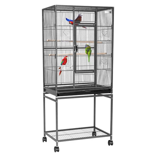VIVOHOME 54 Inch Wrought Iron Large Bird Flight Cage with Rolling Stand for Parakeets Canaries Cockatiels Lovebirds Conures, Black