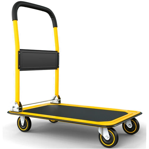 Lifetime Appliance Parts Upgraded Foldable Push Cart Dolly | 660 lbs. Capacity Moving Platform Hand Truck | Heavy Duty Space Saving Collapsible | Swivel Push Handle Flat Bed Wagon - Yellow