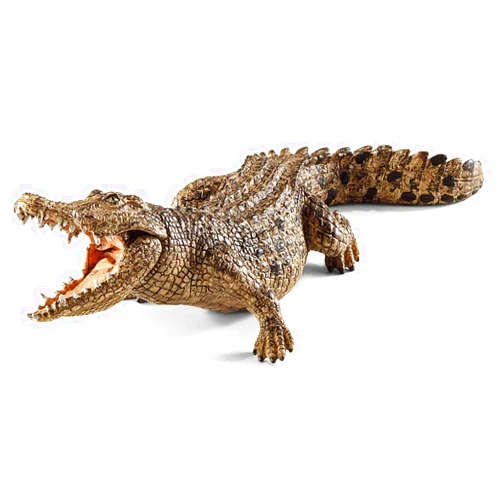 Gemini&Genius Crocodile Action Figures Wildlife World Safari Animals Figures Stocking Stuffers and Collectible Toys The Coolest Cake Toppers for Kids (Brown Crocodile)
