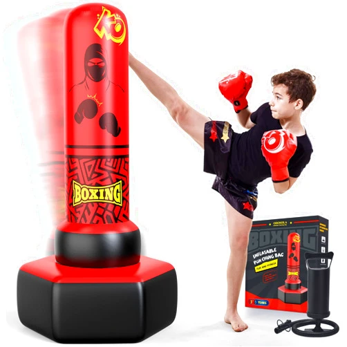 ODOSOLA 67'' Inflatable Punching Bag Freestanding for Kids Aged 3-12 – Heavy Duty Boxing Set for Karate & Taekwondo, Stable Boxing Bag Active Kids Toy, Christmas Birthday Gift for Boys and Girls
