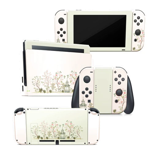 Tacky Design Japanese Cherry Blossom Skin Compatible with Nintendo Switch Skin Wrap Cover, Beige Color Skin for Nintendo Switch Stickers, Premium Vinyl 3M Full Wrap Decal