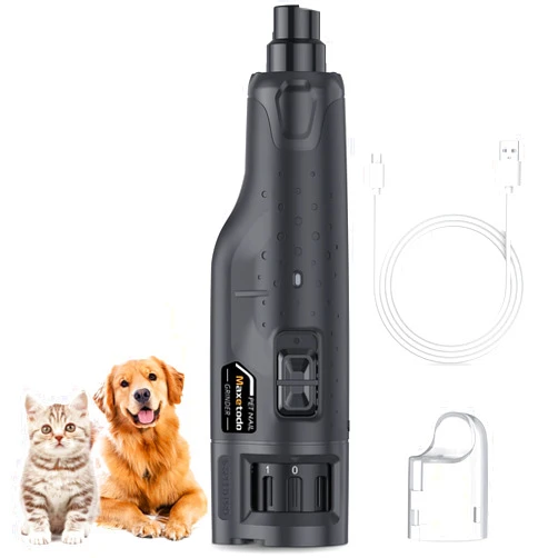 Maxetodo Rechargeable Dog Nail Grinder Quiet 6 Speed Electric Nail Trimmer with 2 LED Lights & Dust Cap,3 Grinding Ports,for Large,Medium & Small Dogs Safe and Efficient Nail Care