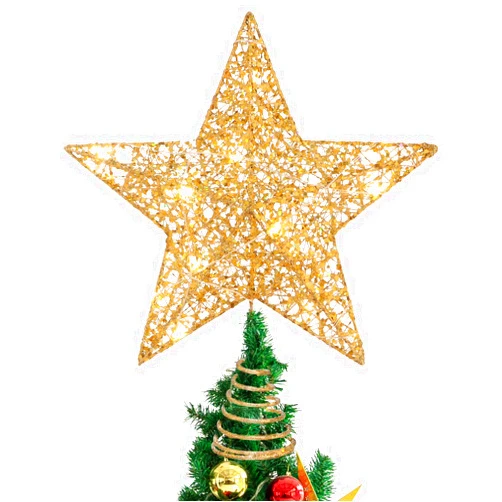 STOBOK Christmas Tree Topper,Christmas Decorations Colorful Lighted Xmas Tree Star for Christmas Tree Ornament Party Decoration(12 Inch,Golden)