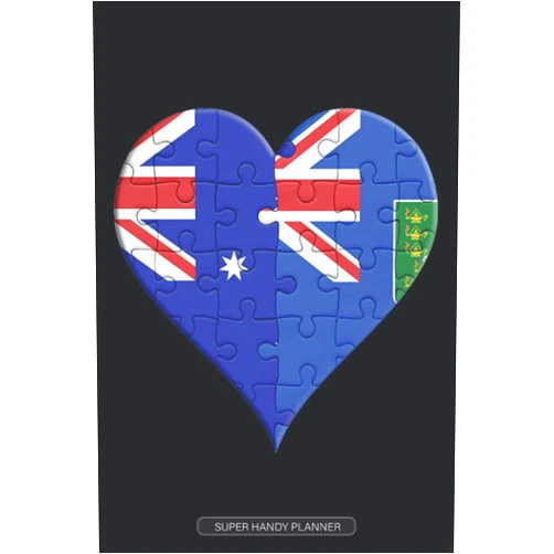 Popini Country Planners Planner: Australia British Virgin Islands Jigsaw Heart Design Combined Flags For Australian British Virgin Islanders