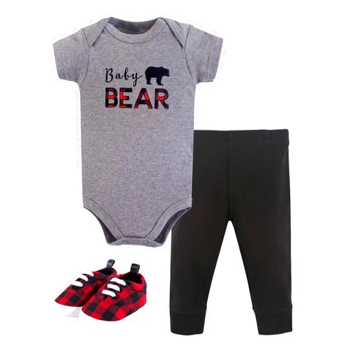 Little Treasure Unisex Baby Cotton Bodysuit, Pant and Shoe Set