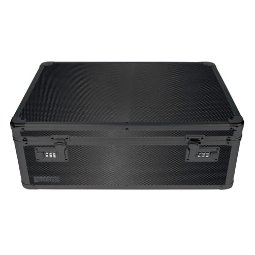 Vaultz Storage Lock Box - 6.5 x 19.25 x 13.5 Inch Lockable Dorm Storage Trunk with Combination Lock - Briefcase, Medicine Box, Lock Boxes for Personal Items, Cash, Laptop - Black on Black