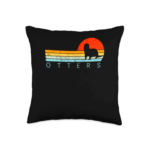 The Space Otter - Otter Décor & Animal Lover Gifts Sea Vintage Sunset Retro Cute Women's River Otter Throw Pillow, 16x16, Multicolor