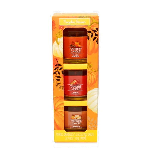 Yankee Candle Pumpkin Season Gift Set 3 Mini Candles - Spiced Pumpkin, Apple Pumpkin, and Pumpkin Banana Scone