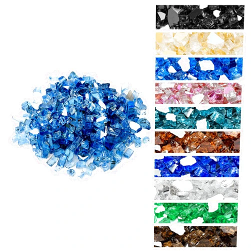 Onlyfire 10 pounds Fire Glass for Propane Fire Pit and Gas Fireplace, 1/2 Inch Reflective Firepit Glass Rocks for Fire Pit Table and Fire Bowl, High Luster Pacific Blue
