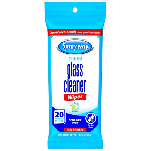 Sprayway SW199R Ammonia-Free Glass Cleaner Wipes, Fresh Scent, 20 Count