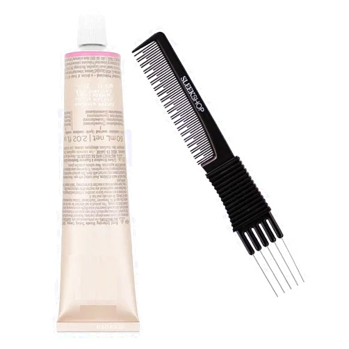 Sleekshop Comb + Schwarzkapf BLONDE L - LIFTING - STEEL BLUE, IGORA Royal Blonde Toners for Hair Lightener, Blonde Lightening Powder, 2023-2024 Version (w/ Sleek Premium Carbon Teasing) Anti-Yellow Effect Hair Bleach (BLONDE L - LIFTING - STEEL BLUE)