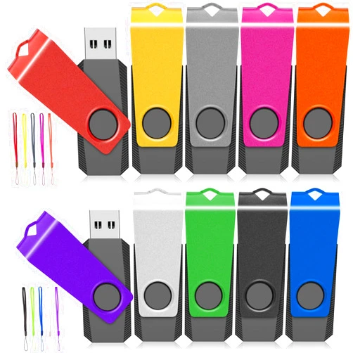 AGECASH A AGECASH USB Storage Flash Drive 64GB Bulk 10 Pack, USB Drive 2.0 Thumb Drive Pendrive 64GB USB Memory Stick Jump Drive Zip Drive USB Key with 10PCS Lanyard, USB Flashdrive for School, Office -Mixcolor