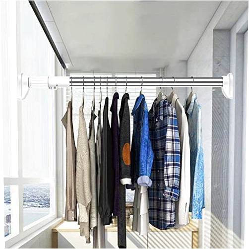 AloyrHe Stainless Steel Telescopic Adjustable Rod Clothes Dryer Stainless Steel Tension Rod Bathroom Rail Can Be Used for 27.56-39.37In