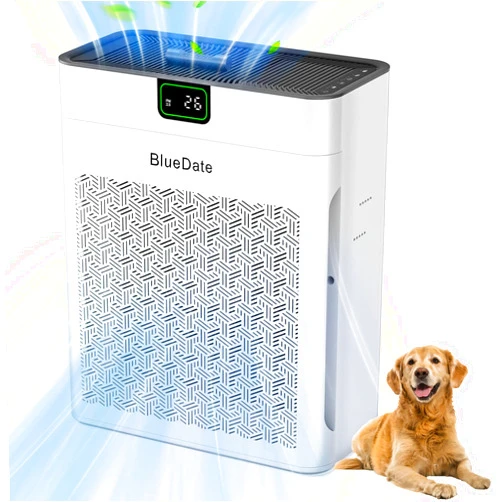 BlueDate Air Purifiers for bedroom with PM 2.5 Display Air Quality Sensor,Remove Pet Hair Dust Smoke Pollutants Odor, 25dB Sleep Mode, Timer,Aromatherapy,HEPA Air Purifier for Home Large Room up to 1100 Sq Ft