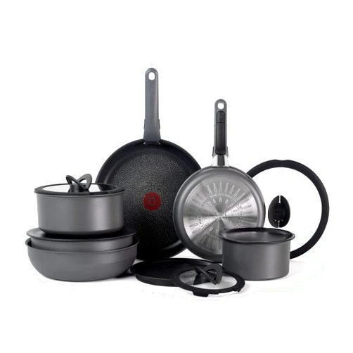 T-fal Ingenio Expertise Non Stick Cookware Set 14 Piece, Induction, Oven Broiler Safe 500F, Detachable/Removable Handle, Kitchen, Cookware, Pots and Pans, RV, Camping, Fry Pans, Dishwasher Safe, Gray