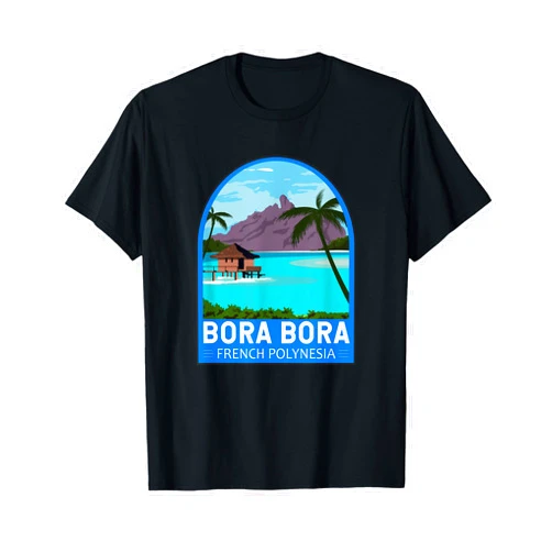 Bora Bora French Polynesia Travel Souvenir Merch Bora Bora French Polynesia Travel Retro Emblem Vintage T-Shirt