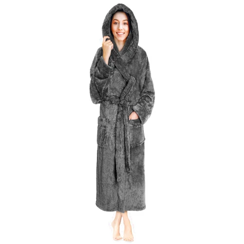 PAVILIA Women Hooded Plush Soft Robe | Fluffy Warm Fleece Sherpa Shaggy Bathrobe