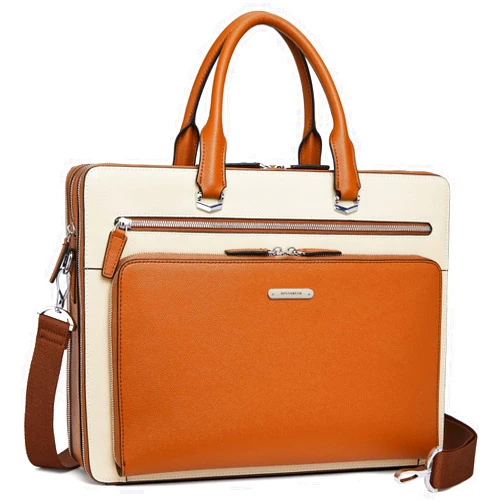 BOSTANTEN Briefcases for Men Leather Laptop Bag 15.6 inch Computer Messenger Shoulder Slim Bag Buisness Travel Work Case