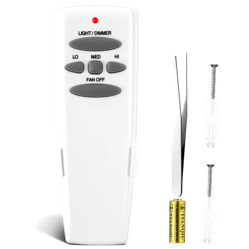 Dunkive Ceiling Fan Remote Control Kit Compatible with Harbor Breeze Hampton Bay Hunter, 3 Speed Universal Remote with Battery, Wall Mount, Compatible with 2AAZPFAN53T L3HFAN11T FAN-11T L3HFAN35T1